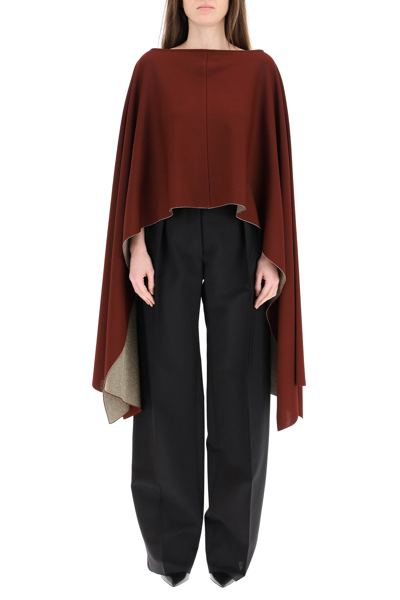 Shop Valentino Asymmetric Poncho With Lurex In Mixed Colours