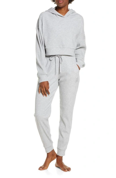 Shop Alo Yoga Muse Ribbed High Waist Sweatpants In Athletic Heather Grey