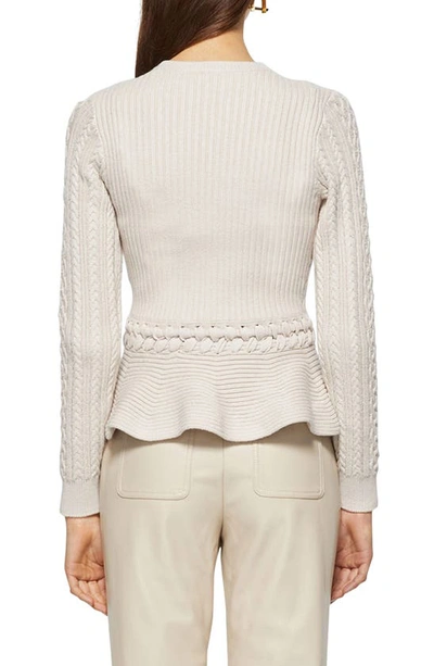 Shop Jonathan Simkhai Andi Asymmetric Zip Peplum Cardigan In Stone