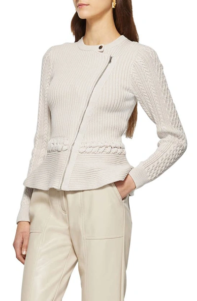Simkhai Andi Fisherman Knit Peplum Jacket In Stone