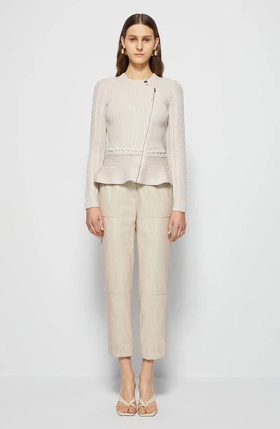 Simkhai Andi Fisherman Knit Peplum Jacket In Stone