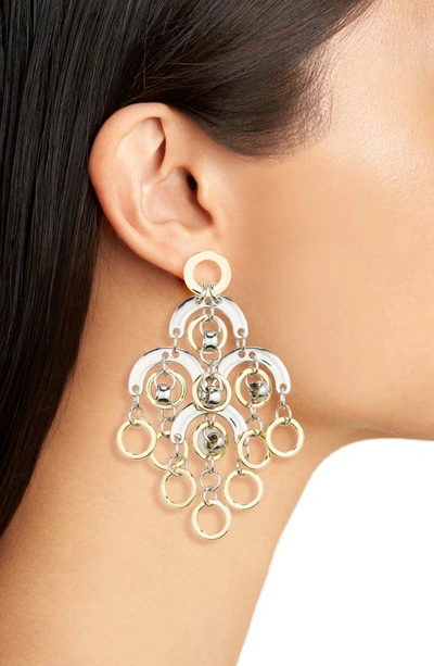Shop Paco Rabanne Sphere Chandelier Drop Earrings In Silver/ Gold