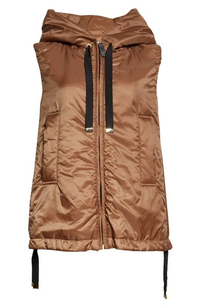Max Mara Greengo Waterproof Hooded Padded Vest In Beige Golden