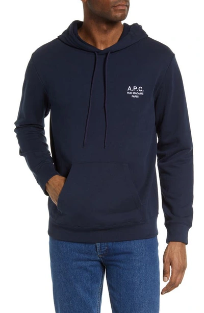 Shop A.p.c. Marvin Organic Cotton Hoodie In Marine