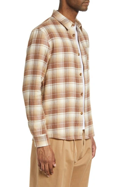 Shop Apc Trek Plaid Cotton & Linen Button-up Shirt In Marron