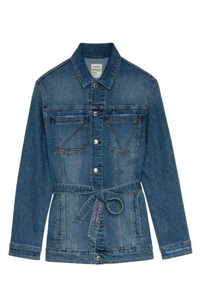Shop Zadig & Voltaire Kiome Boss Denim Jacket In Light Blue