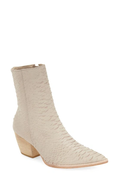 Shop Matisse Caty Western Pointed Toe Bootie In Ivory Croc Embossed Leather