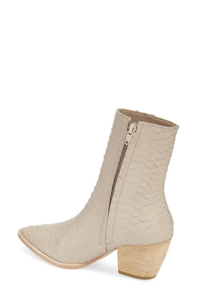 Shop Matisse Caty Western Pointed Toe Bootie In Ivory Croc Embossed Leather
