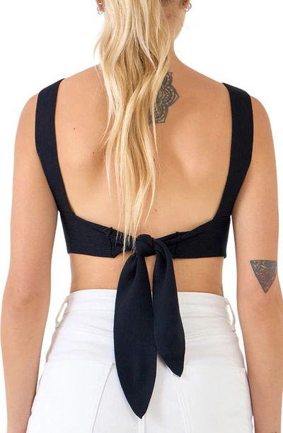 Endless Rose Tie Back Rib Bra Top In Black