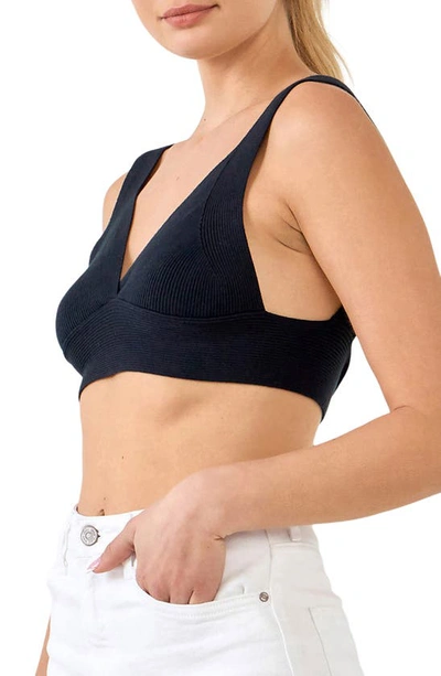 Endless Rose Tie Back Rib Bra Top In Black