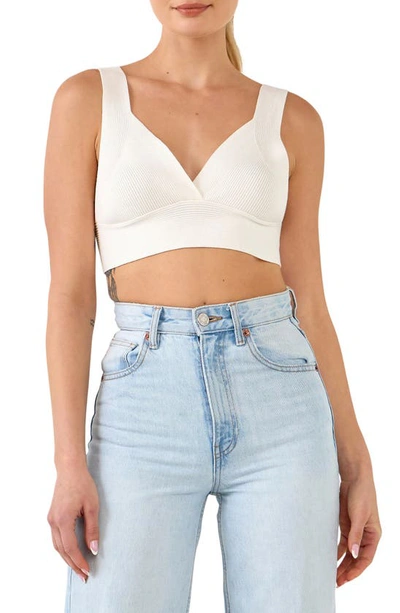 Endless Rose Tie Back Rib Bra Top In White