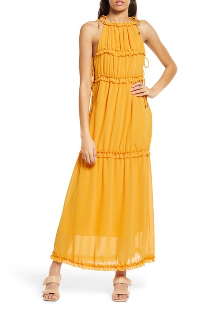 Amy Lynn High Neck Maxi Dress In Orange