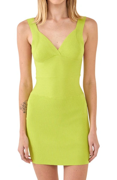Endless Rose Ribbed Body-con Minidress In Lime