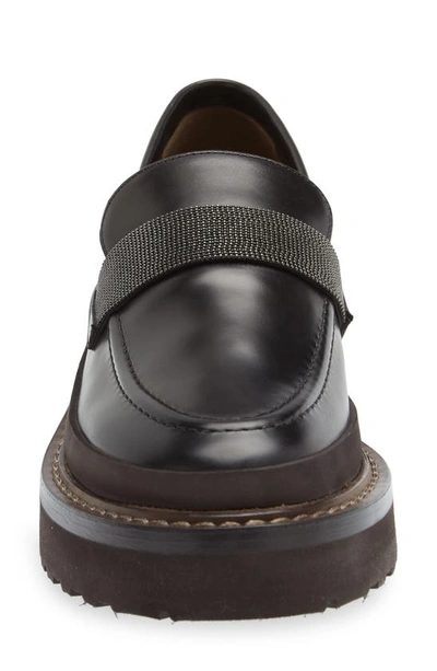 Shop Brunello Cucinelli Monili Strap Leather Loafer In Black