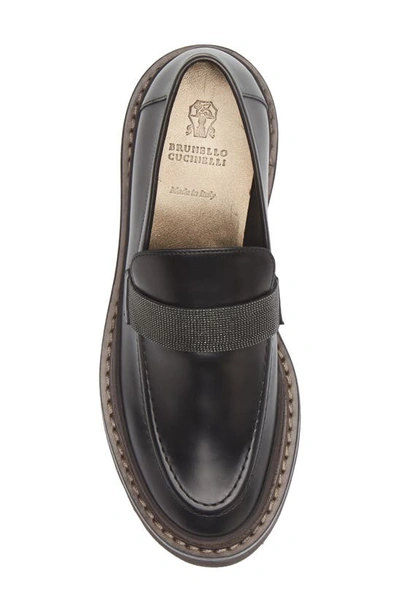 Shop Brunello Cucinelli Monili Strap Leather Loafer In Black
