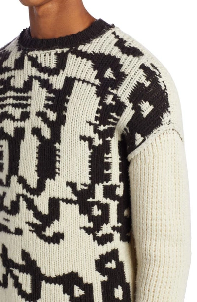 Shop Bottega Veneta Intarsia Knit Medium Weight Wool Sweater In Fondant/ String