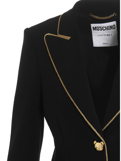 Shop Moschino Teddy Bear Blazer Jacket In Black