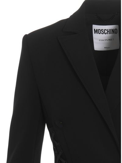 Shop Moschino Lacing Blazer Jacket In Black