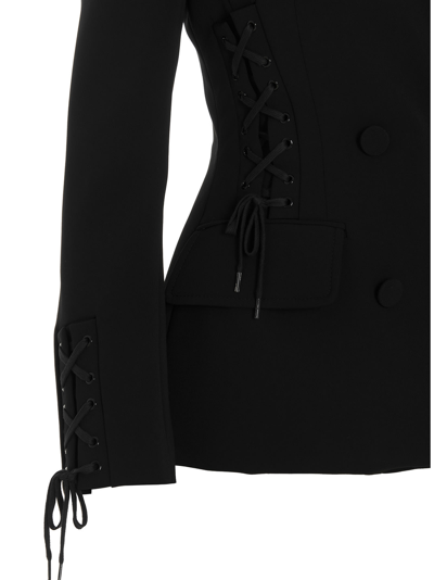 Shop Moschino Lacing Blazer Jacket In Black