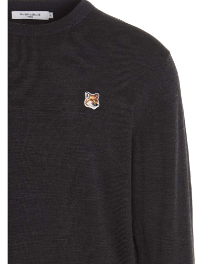 Shop Maison Kitsuné Fox Head Sweater In Gray
