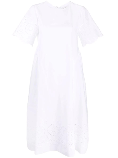 Shop P.a.r.o.s.h White Camelia Midi Dress In Bianco
