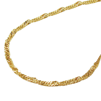 Pre-owned Schmuck-krone - Goldschmuck 1,4mm Singapurkette Collier Halskette 375 Gold Gelbgold 45cm Damen, Goldkette