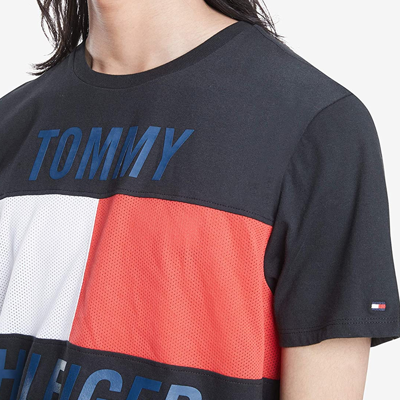 【清仓特价】Tommy Hilfiger汤米 男士新款潮流拼色圆领休闲短袖T恤 美码偏大一码