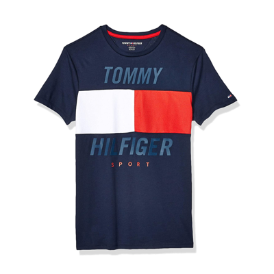 【清仓特价】Tommy Hilfiger汤米 男士新款潮流拼色圆领休闲短袖T恤 美码偏大一码