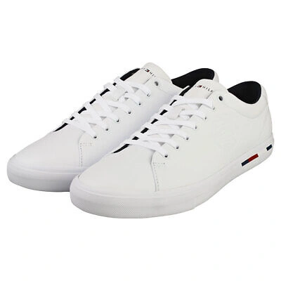 Pre-owned Tommy Hilfiger Corporate Logo Vulc Herren White Sneaker Beilaufig - 44 Eu