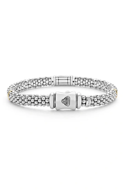 Lagos Pink Sapphire Caviar Bead Bracelet In Silver Gold Pink Sapphire