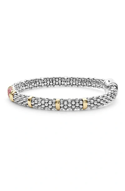 Lagos Pink Sapphire Caviar Bead Bracelet In Silver Gold Pink Sapphire