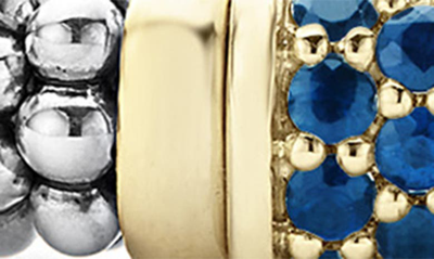 Shop Lagos Blue Sapphire Caviar Bead Bracelet In Silver Gold Blue Sapphire