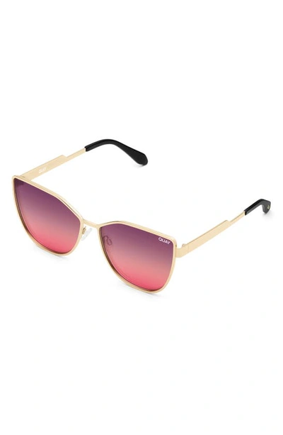 Shop Quay 55mm In Pursuit Cat Eye Sunglasses In Gold/ Purple