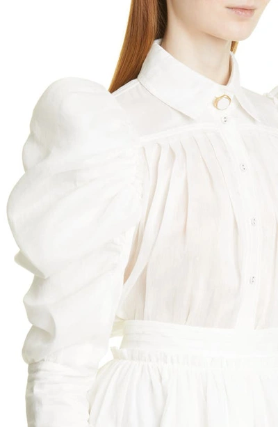 Shop Aje Kindred Butterfly Sleeve Linen & Silk Blouse In Ivory