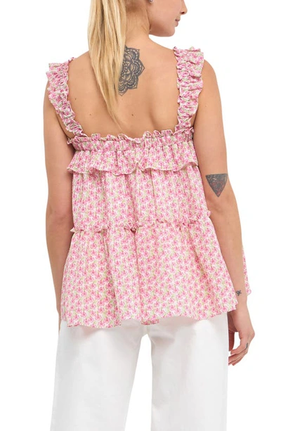 Shop Free The Roses Floral Ruffle Flounce Tank In Pink