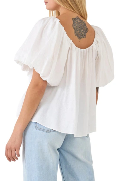 Shop Endless Rose Pleated Puff Sleeve Blouse In White