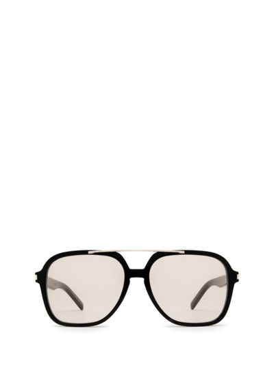 Shop Saint Laurent Eyewear Rectangular Frame Sunglasses In Black