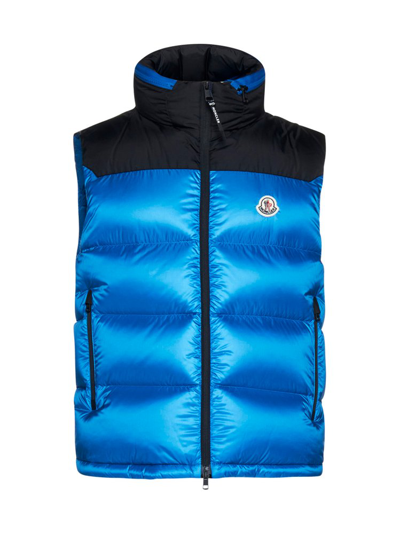 Shop Moncler Ophrys Logo Patch Down Gilet In Blue