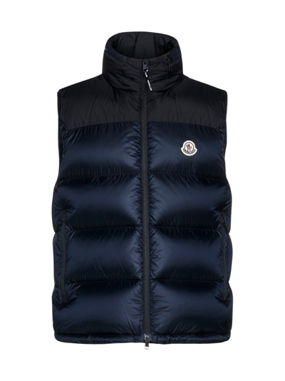 Shop Moncler Ophrys Logo Patch Puffer Gilet In Navy