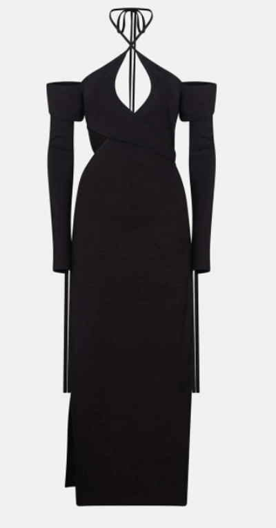 Shop Attico The  Cotton Jersey Greta Midi Dress In Black