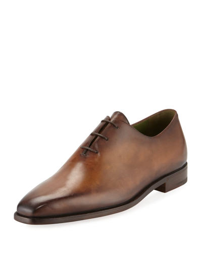 Shop Berluti Lace-up Leather Oxford In Medium Brown