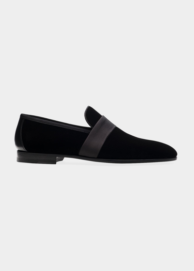 Shop Magnanni Men's Jenaro Velvet Formal Loafers In Black