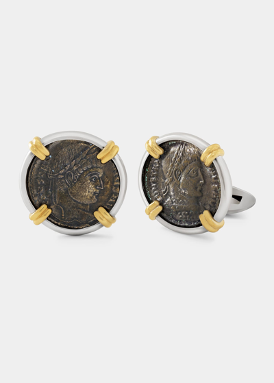 Shop Jorge Adeler Men's 18k Two-tone Constantine I Coin Cufflinks In Gold