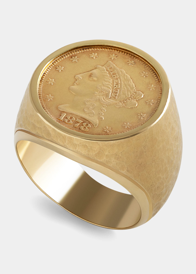 Shop Jorge Adeler Men's 18k Yellow Gold 1878 2.5 Dollar Coin Ring