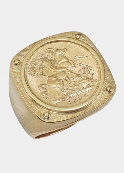 Shop Jorge Adeler Men's 18k Yellow Gold Queen Victoria Coin Ring