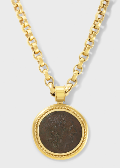 Shop Jorge Adeler Men's 18k Yellow Gold Apollo Coin Pendant