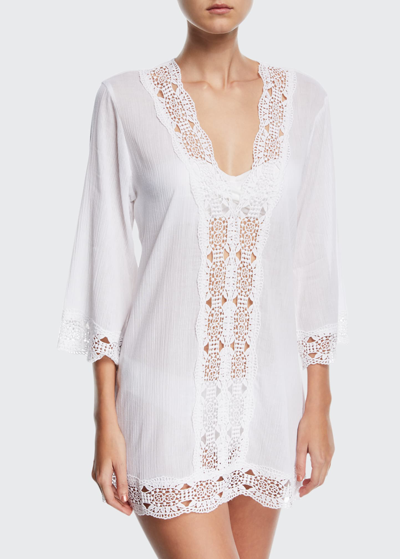 Shop La Blanca Embroidered-inset Tunic Coverup In White