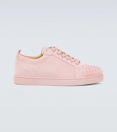 Shop Christian Louboutin Louis Junior Spikes Suede Sneakers In Rosy/rosy Mat
