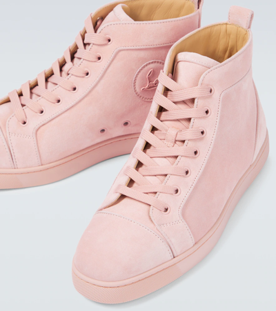Shop Christian Louboutin Louis Suede High-top Sneakers In Rosy