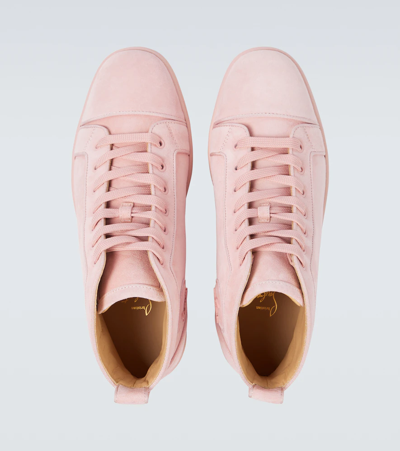 Shop Christian Louboutin Louis Suede High-top Sneakers In Rosy